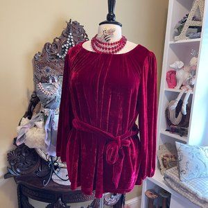 WD.NY Velvet Blouse in Rich Burgundy